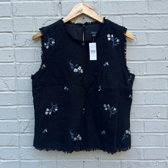 ANN TAYLOR Black Sleeveless Embroidered Top Floral Design - Picture 16 of 16